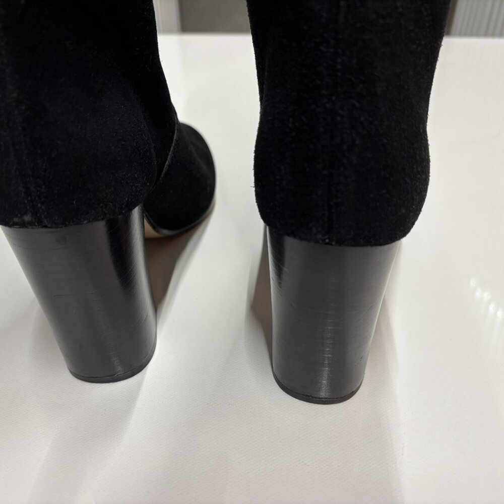 Michael Kors Black Suede Knee-High Boots Size 7M Block Heel Chic - Picture 6 of 12